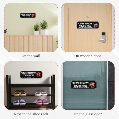 2PCS Please Remove Shoes Sign - Self-Adhesive No Shoes Sticker for Home & Office Entrance