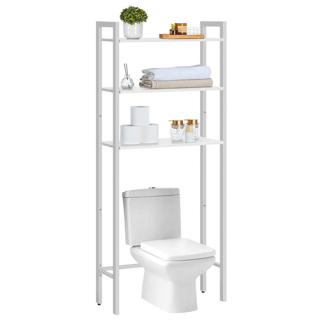 HOOBRO Over The Toilet Storage, 3-Tier Bathroom Organizer Shelf Over Toilet, Freestanding Bathroom Storage Shelves, Space Saver, Easy to Assemble for Room, White WT41TS01