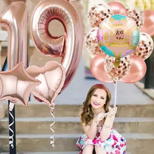 15th Birthday Decorations - 18 Pcs Rose Gold Balloon Set