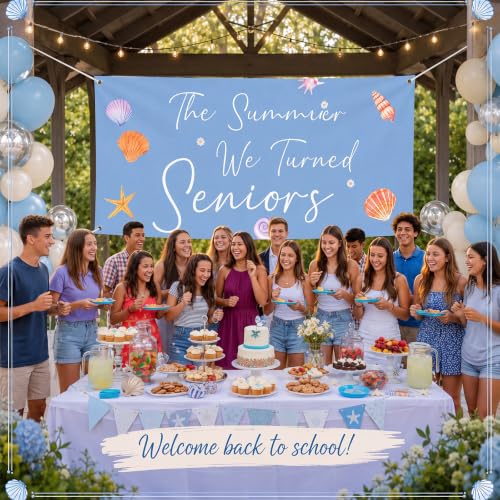 Coastal The Summer We Turned Seniors Backdrop 71x39'' Banner