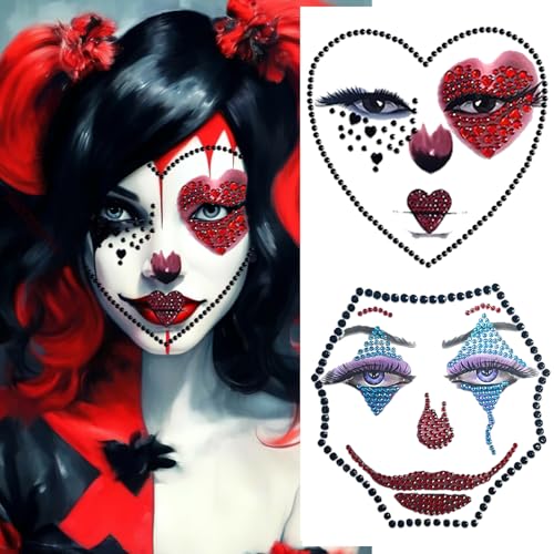 Halloween Face Gems Jewels Temporary Tattoos Day of the Dead Makeup 2Pcs