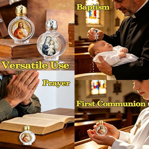 Zivosely 2-Pack Glass Holy Water Bottles with Sacred Icon Prints