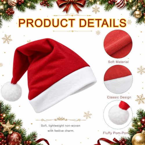 Seifar Christmas Santa Hats Bulk - Red and White Felt Costume Hats for Holiday Parties - Variation 56