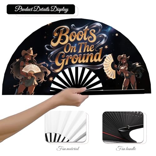 Large Bamboo Clack Fan for Dance - 13-Inch Folding Hand Fan (Style5)