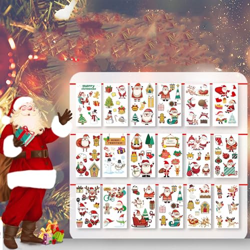 Christmas Temporary Tattoos, 30 Sheets Festive Holiday Stickers
