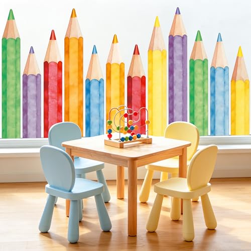 Extra Large Back to School Pencil Window Clings - 3 Sheets