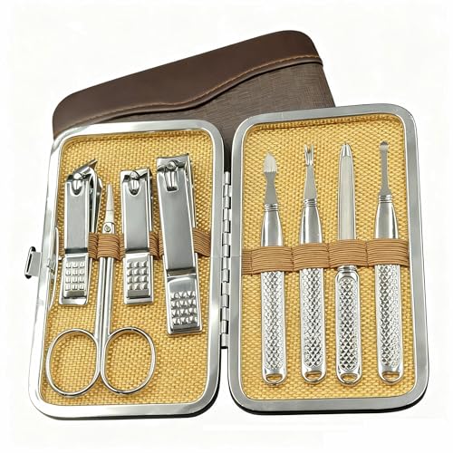 MELYFI Professional Manicure Set Stainless Steel Nail Clippers Grooming Kit with Travel Case