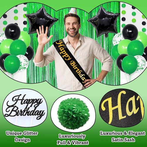 Green and Black Birthday Decorations Kit - 50PCS Party Supplies