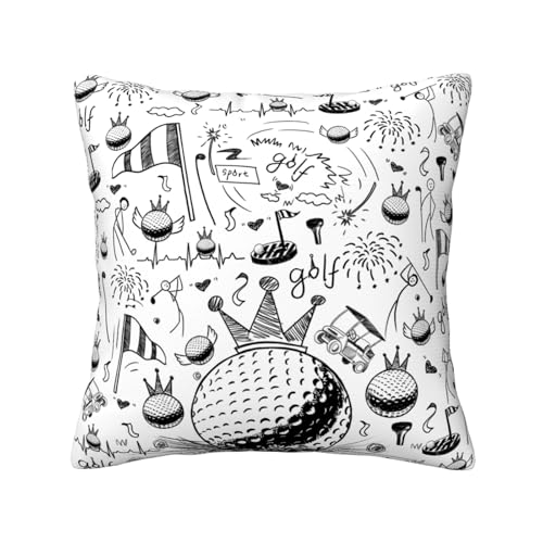 Golf Ball Throw Pillow Cover 18x18 Inch - Sports Decor for Home