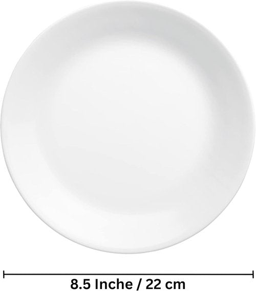 Corelle 8.5-Inch Lunch Plates - Set of 6 Lightweight Vitrelle Glass | Chip & Crack Resistant, White