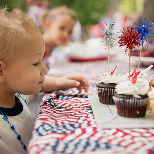 30PCS Foil Firework Cupcake Toppers 4th of July Patriotic Toothpicks