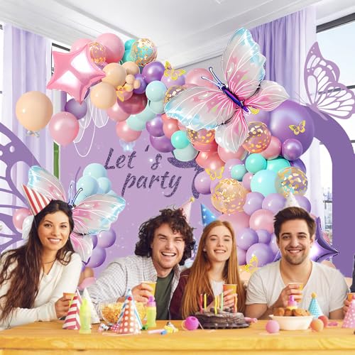 Butterfly Balloon Arch Kit - Pink & Purple Party Decorations