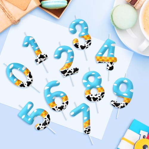 Number 0 Birthday Candle, Blue and White Cake Topper for Party Decorations