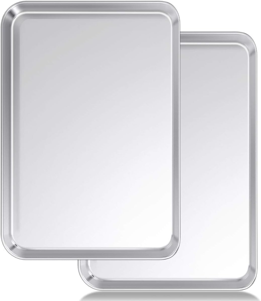 Wildone Stainless Steel Baking Sheet Set - Heavy Duty, Non-Toxic Cookie Tray, 20 x 14 x 1 Inch