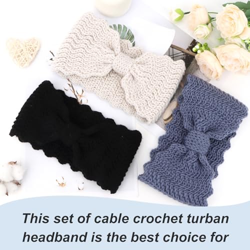 CURASA Knitted Winter Headband Ear Warmer for Women Soft Fleece Hair Band
