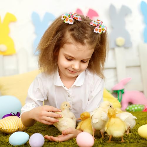 Ahoney Easter Egg Hair Bow Clips 3.5" Grosgrain Ribbon Bows for Girls