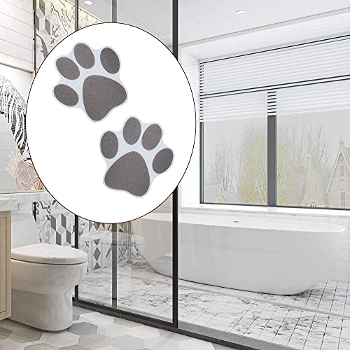 AUEAR 10 Pack Gray Adhesive Paw Print Bath Treads - Non-Slip Stickers