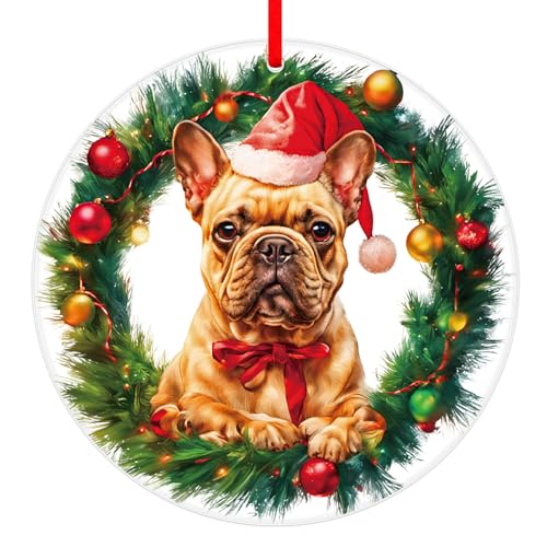 FLYAB French Bulldog Christmas Ornament 2025 Acrylic Dog Tree Decoration
