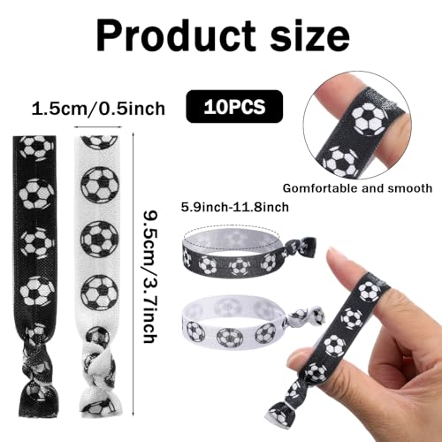 Nogeqi 10 Pcs Soccer Hair Ties Elastic No Crease Ribbon for Girls