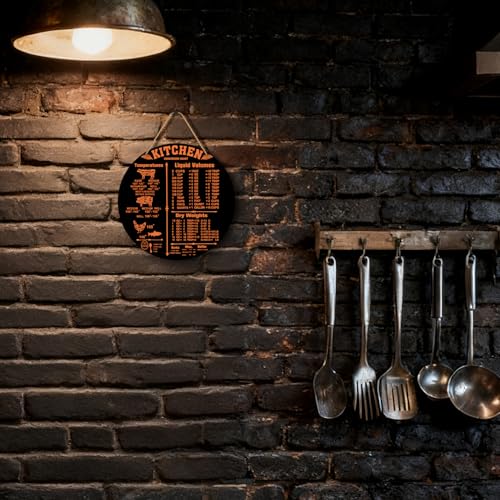 Kitchen Measurement Conversions Chart Wooden Wall Art - 8x8