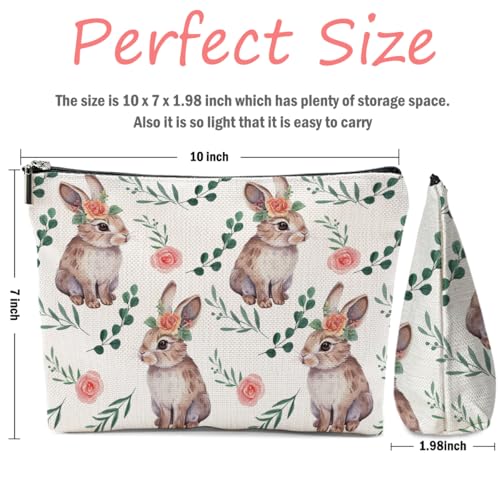 Floral Rabbit Makeup Bag Cute Bunny Travel Cosmetic Pouch
