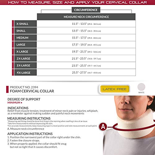 OTC Soft Contour Foam Cervical Collar Neck Support Brace - Narrow 2.5" Depth, Medium, White