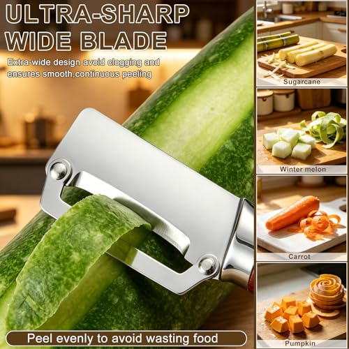 2-in-1 Vegetable Peeler with Wooden Handle & Bottle Opener