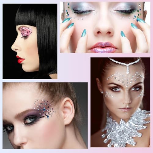 FUNTATTOO 495 Pcs Self-Adhesive Face Gems Rhinestones & Body Glitter