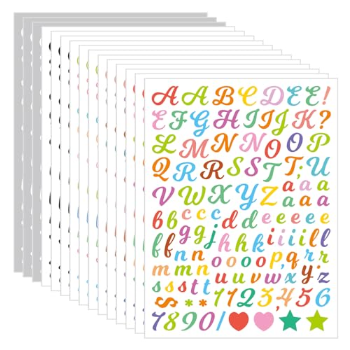 Small 0.5 Inch Cursive Vinyl Letter Stickers - 1768 Assorted Colors