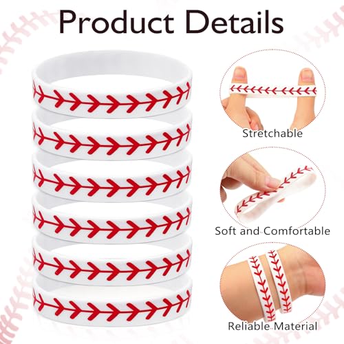 30 Pack Baseball Silicone Bracelets - Motivational Wristbands for Team Gifts