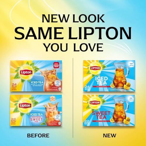 Lipton Southern Sweet Black Tea Bags, Gallon Size, 22 Count Box