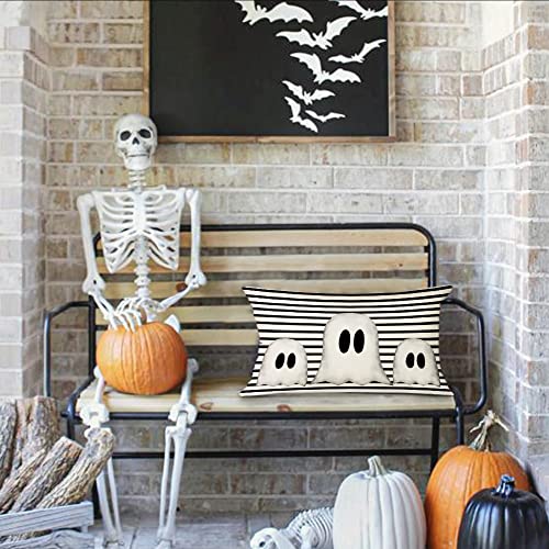 GEEORY Halloween Ghost Lumbar Pillow Cover - 12x20 Inch Decorative Cushion for Fall