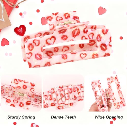 Esitrormi 3-Pack Pink Heart Hair Claw Clips for Thick and Thin Hair