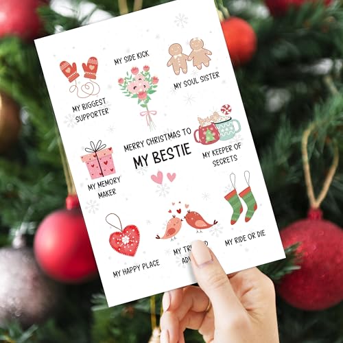 Cute Christmas Card for Bestie - Heartfelt Holiday Greeting