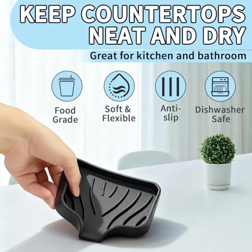 2 Pack Silicone Soap Dish with Drain - Self-Draining Bar Soap Holder