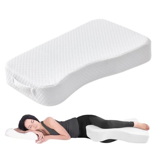 Livemy Leg Pillow for Side Sleepers, Memory Foam Knee Pillow for Side Sleeping, Leg Elevation Pillow for Hip/Back/Sciatica Pain Relief Helps Spine Alignment -18"x30" (4 INCHES) (White, L)