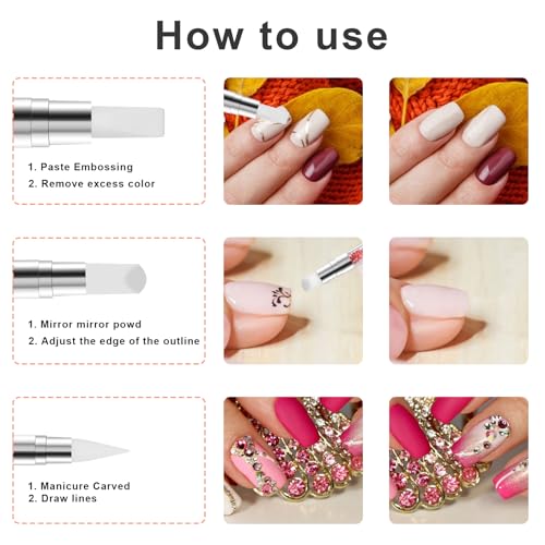 10-Piece Dual-Tipped Nail Art Brush & Silicone Carving Tool Set