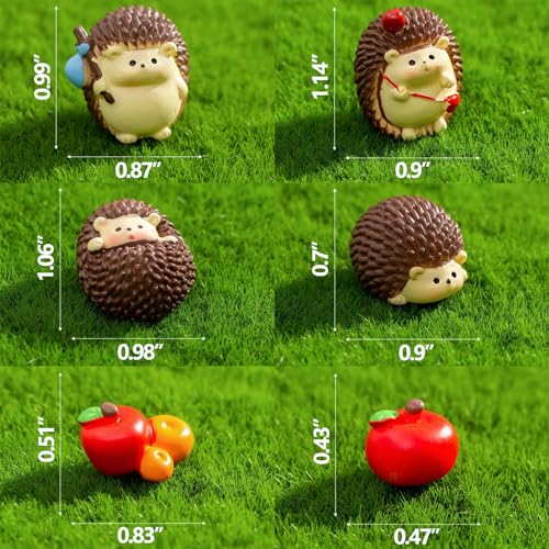 Kiofs 6-Piece Cute Hedgehog Figurines for Car Dashboard Decor