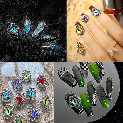 3D Devil Eyes Metal Nail Art Glitter Decorations - 12 Pack DIY Manicure Accessories