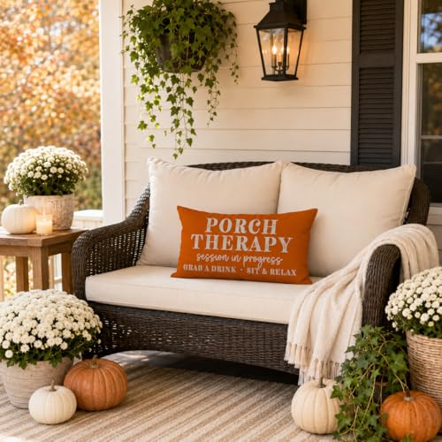 PANDICORN Farmhouse Throw Pillow Cover 12x20 Inch - Orange