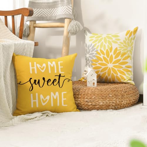 Yellow Dahlia Throw Pillow Covers 18x18 Inch, Set of 4 - AVOIN Colorlife