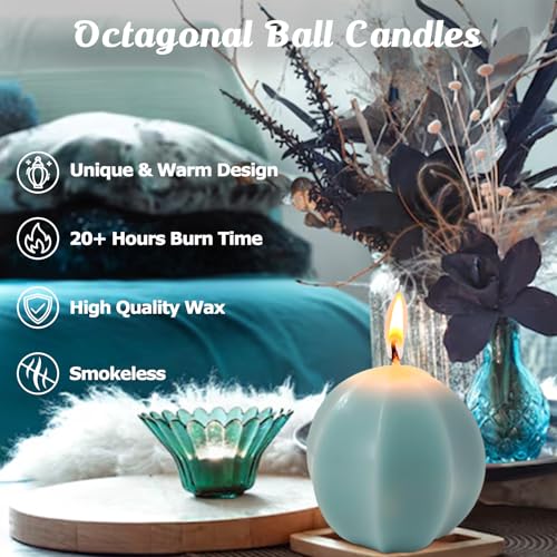 Hand-Poured Unscented Octagonal Pillar Candles - Pink & Blue