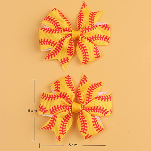 Softball Hair Bow Clip - 3.15 Inch Grosgrain Ribbon Sports Hair Clip for Girls