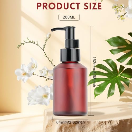 200ML Frosted Glass Wine Red Soap Dispenser with Black Pump - Refillable Lotion Bottle for Bathroom & Kitchen