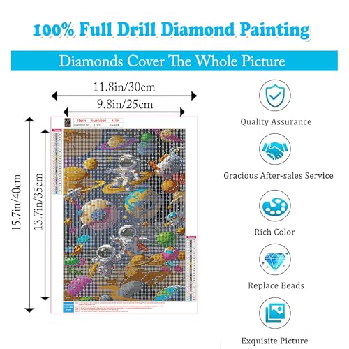 5D Space Astronaut Diamond Art Kit - 12x16 Inch DIY Painting