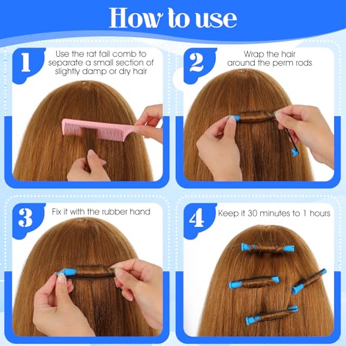 MBAIYO 20 Pcs Plastic Perm Rods 0.35 Inch Blue Hair Curling Rollers
