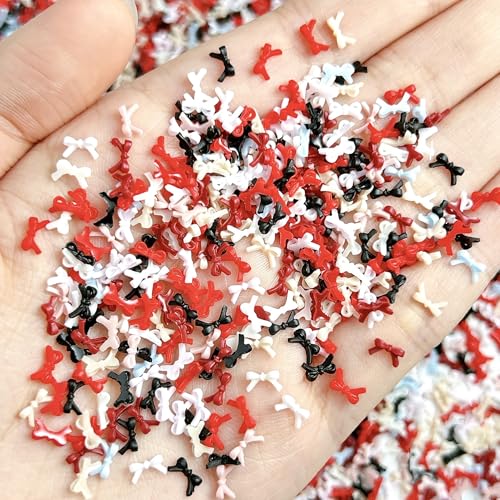 400PCS 3D Resin Bow Nail Charms Colorful Flatback Bowknot Gems for DIY