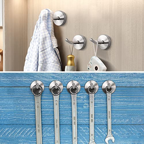 NearMoon Brushed Nickel Wall Mount Coat Hooks 6 Pack, 2 Inch Heavy Duty Stainless Steel Towel Hooks for Bathroom Kitchen Garage