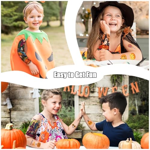 Partywind Kids Temporary Tattoo Sleeves - 36 Sheets Halloween Fake Tattoos