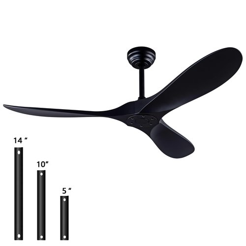 dearnow 52" Ceiling Fans with Remote Control without Light, Modern Reversible DC Motor Indoor Outdoor 3 Blade Ceiling Fan for Patio, Bedroom and Farmhouse (Black)